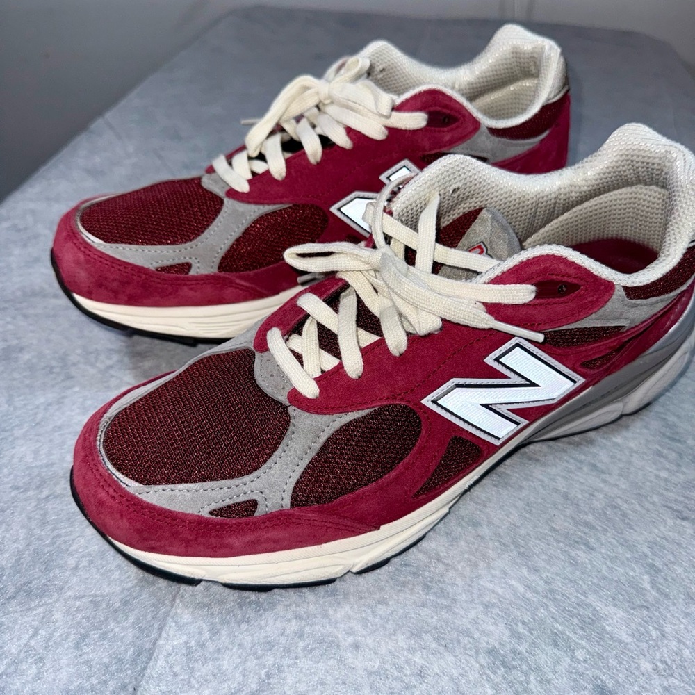 New Balance 990 Red and Gray Athletic Shoes